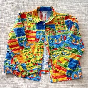 Coldwater Creek 100% cotton colorful patterned jacket